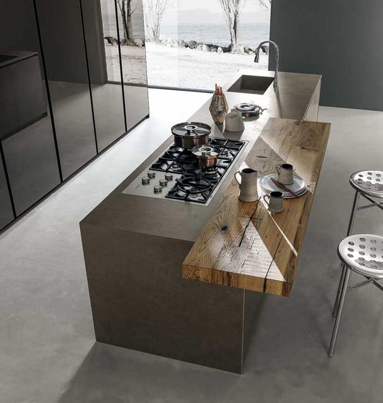 Keuken met beton en hout