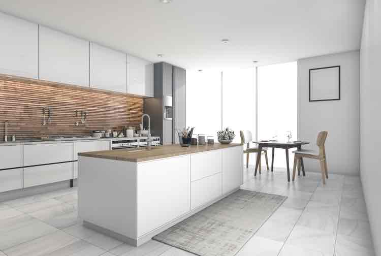Witte moderne keuken met hout