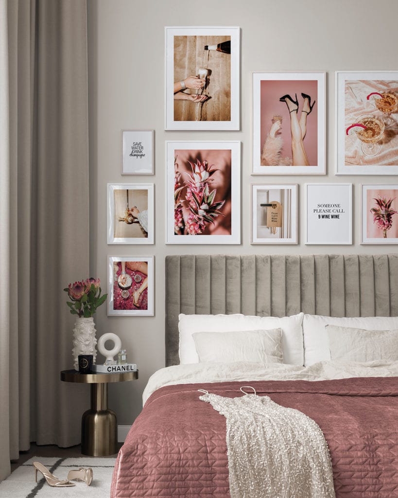 Kleurrijke poster wand slaapkamer